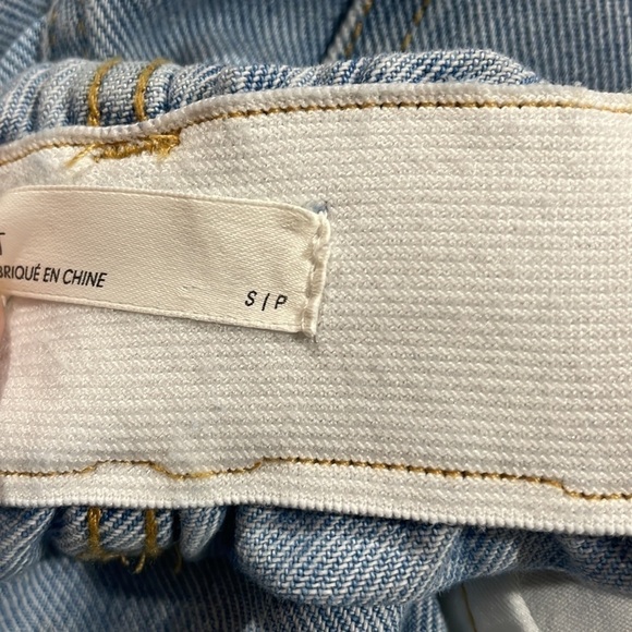 Oak + Fort Elastic Paperbag Raw Hem Straight Leg High Rise Jeans - Picture 13 of 14